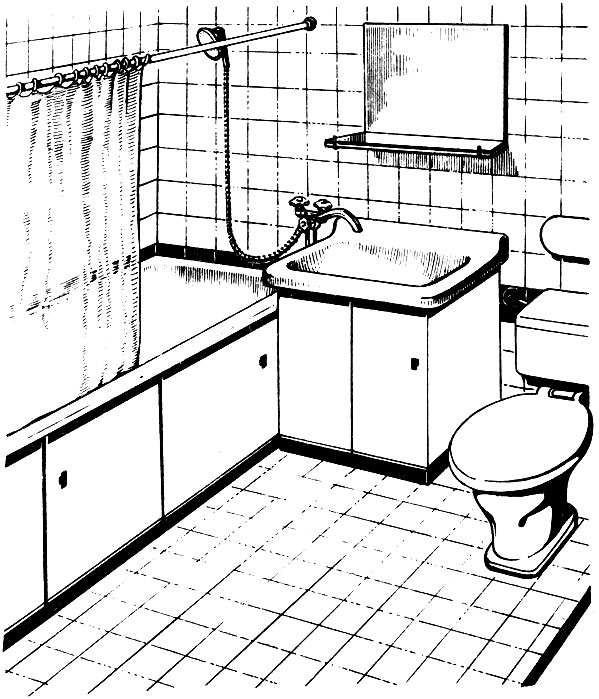 Рис. 63. Пример оборудования ванной комнаты