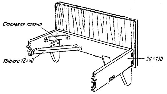 Рис. 61. Кровать с двумя царгами и щитовыми спинками