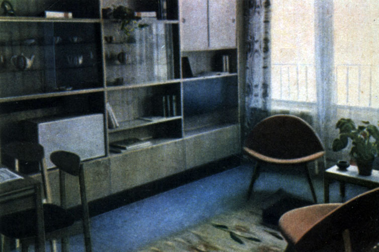 Общая комната со встроенной межкомнатной перегородкой. Москва, Центральное мебельное конструкторское бюро